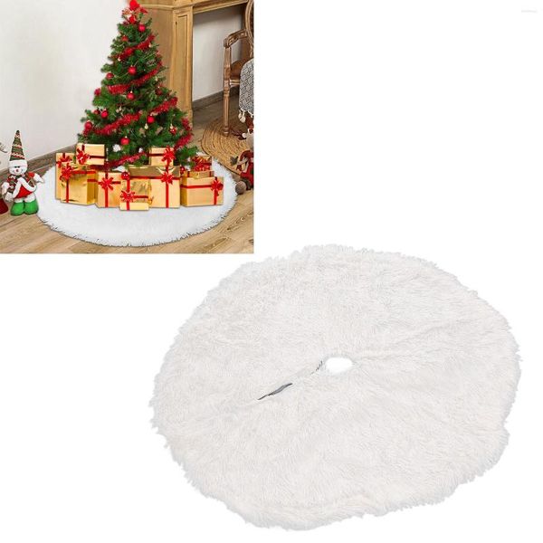 Decorazioni natalizie 90cm 122cm Gonna per albero Morbido tessuto peluche bianco Tappetino per decorazioni natalizie 2023 Merry Noel Grembiule