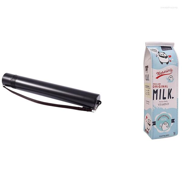 1 Stück schwarz Zeichnung Bild Aufbewahrungsrohr Scroll Halter 1 Simulation von Milch Cartoon Federmäppchen Briefpapier Beutel