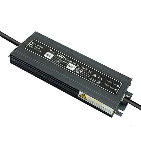 Adaptador de fonte de alimentação de transformador de driver de led AC110-260V para DC12V 24V 100W à prova d'água Eletrônico ao ar livre IP67 lâmpada de tira led221Q