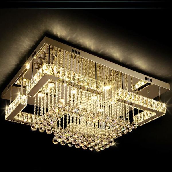 Neue moderne Luxus-Pandant-Leuchten, rechteckige LED-K9-Kristall-Kronleuchter, Deckenmontage, Foyer-Lampen, Lichter für Wohnzimmer, Roo224x