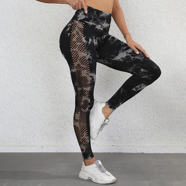 Leggings da donna tinta tintura taglio di pantaloni da yoga senza cuci