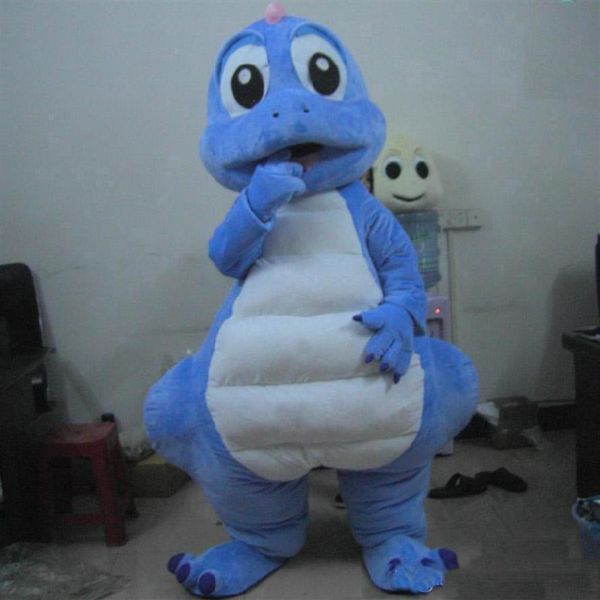 2021 Yüksek kaliteli mavi Dragon Dinozor Maskot Kostüm Karnaval Festivali Partisi Elbise Kıyafeti Aatch2732