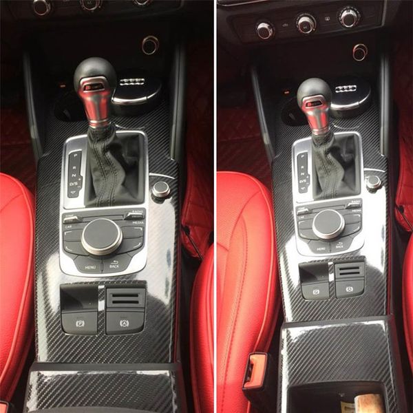 Per Audi A3 2014-2019 Pannello di controllo centrale interno Maniglia per porta 3D 5D Adesivi in fibra di carbonio Decalcomanie Car styling Accessorie2279