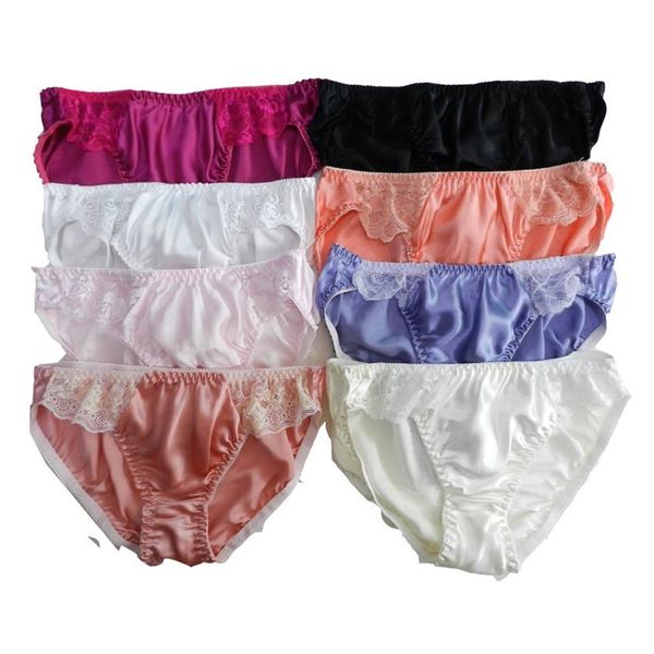 Yavorrs 8 peças cuecas femininas 100% seda amora pura calcinha rendada macia tamanho S M L XL314r