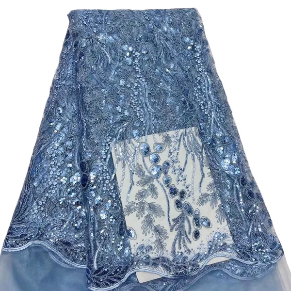 YQ-6054 Tessuto Netto Tulle Ricamo Paillettes Abito da donna giallo Bellissimo 5 iarde Africano 2023 Nuovo lucido Festa quotidiana Nero Verde Bianco Indumento lucido Vero