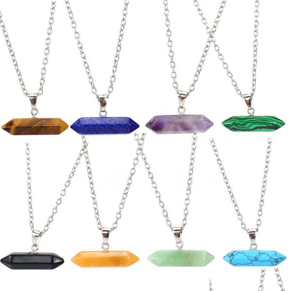 Collane con ciondolo Croce in pietra naturale Collana con chakra esagonale in cristallo di quarzo rosa Reiki Healing Jewelry Drop Delivery Penda Dhgarden Dh9Eo