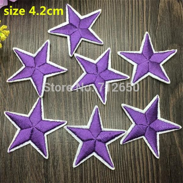 WL Nuovo arrivo 50 pezzi Colore viola stellina Patch ricamate ferro su cartone animato Motivo Applique ricamo accessorio284N