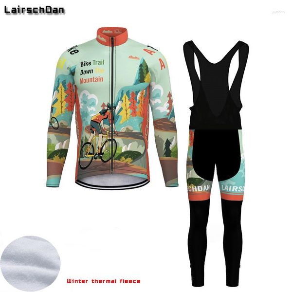 Гоночные стыки Lairschdan 2023 зимняя велосипедная одежда Мужчина тепловой велосипед с длинными рукавами набор