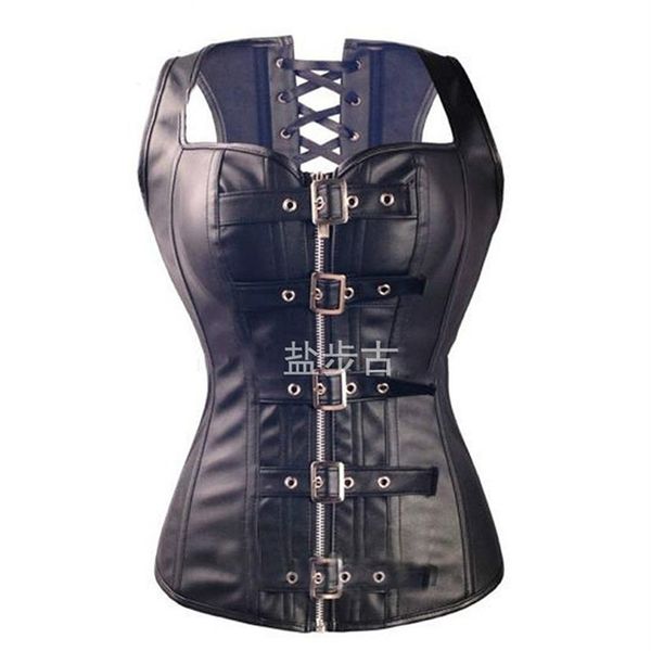 Seksi siyah sahte deri toka aşırı yelek korse üst steampunk kadın büstiyer cinsiyet corset co31325q