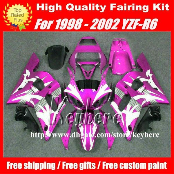 7 Geschenke Verkleidungsset für Yamaha YZFR6 1998 1999 2000 2001 2002 YZF600R YZF R6 98 99 00 01 02 Verkleidungen G2P Lila Weiß Motorcy1998