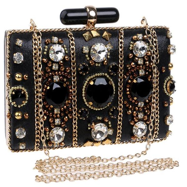 Neue perlenbesetzte High-End-Bankett-Edle Abendtasche mit schwarzem Diamant, wunderschöne handgefertigte Dinner-Clutch LY07235i