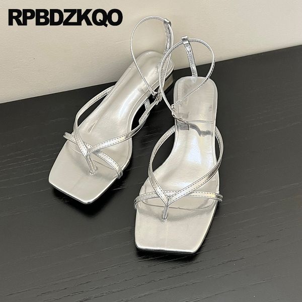 Sandalen Damen, niedriger Absatz, Braut-Zehenring, metallischer Club-Knöchelriemen, Y2k-Brautjungfer-Schleife, bequeme Sandalen, Block-Hochzeit, modische Schuhe, Spiegel 230719