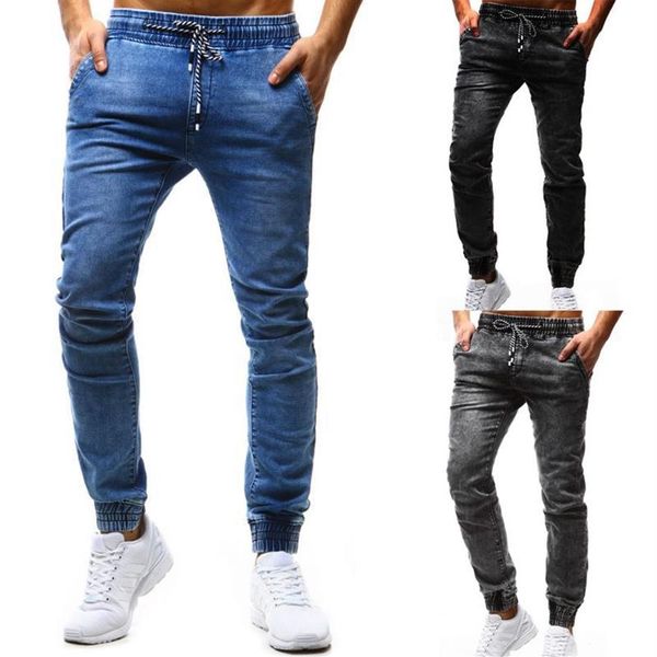 Jeans da uomo Moda uomo elastico sciolto per pantaloni lunghi giovani Pantaloni casual da uomo con piedi a trave dritta224d