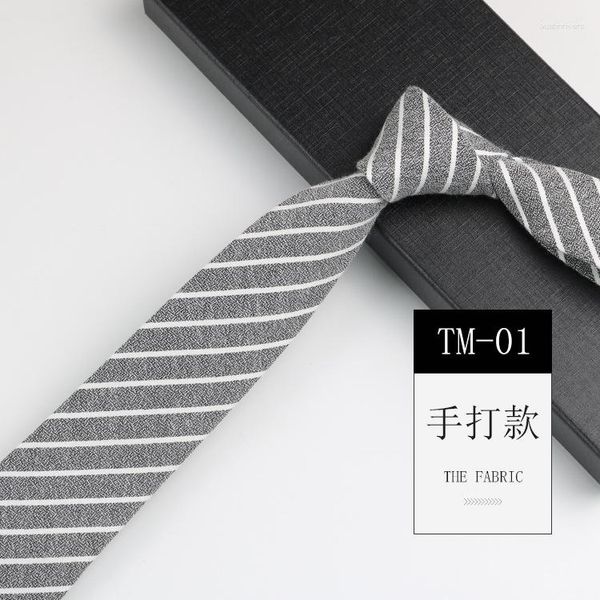 Papillon di alta qualità 6 cm cravatta in cotone stretto a righe di colore chiaro per uomo donna camicia giapponese uniforme accessori regalo casual