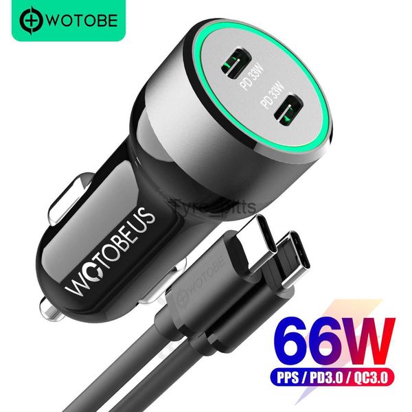 Caricabatterie per altre batterie WOTOBE USB C Caricabatteria da auto 2 porte 66W (33W+33W) PD3.0/PPS QC3.0 AFC per iPhone 14/13/11 ipad Samsung S21/S20 note20/10 xiaomi x0720