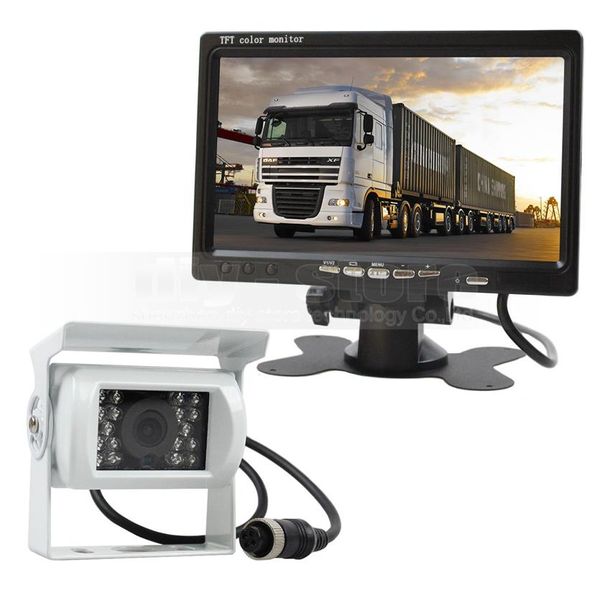 Monitor per auto TFT LCD da 7 pollici Bianco 4 pin IR Visione notturna CCD Telecamera posteriore per autobus Houseboat Truck317S