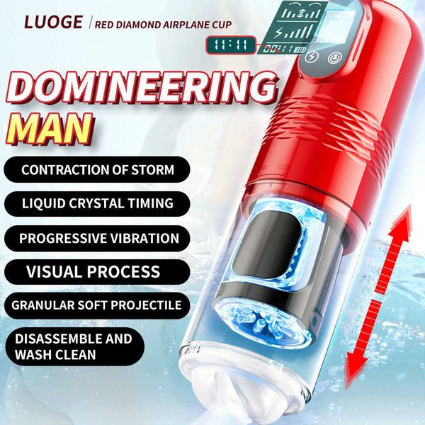 Brinquedos para adultos NXY Rogue 383 Red Diamond Electric Telescopic Aircraft Cup Time Masturbation Device for Men Transparent Fun Toys Adult Products