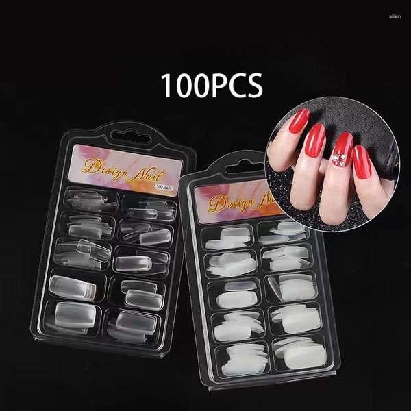 Falsche Nägel 100PCS natürliche oder transparente Farbe Französische Nagelspitzen Künstliche gefälschte Kunst Acryl-Maniküre-Werkzeuge