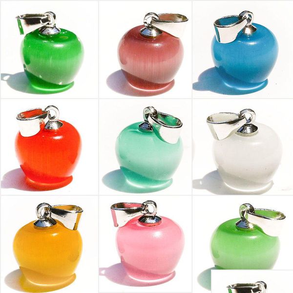 Charms 12X1M Colorf Occhio di gatto Ciondolo a forma di mela piccola Collana di frutta carina Creazione di gioielli Accessori Risultati di consegna a goccia Dhgarden Dhvia