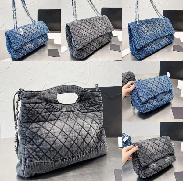 Borse a tracolla firmate in denim blu grigio Borsa a catena da cowboy Tote da donna Luxury Flap Diamond Retice Portafoglio Crossbody Classics Clutch Totes G2307206PE