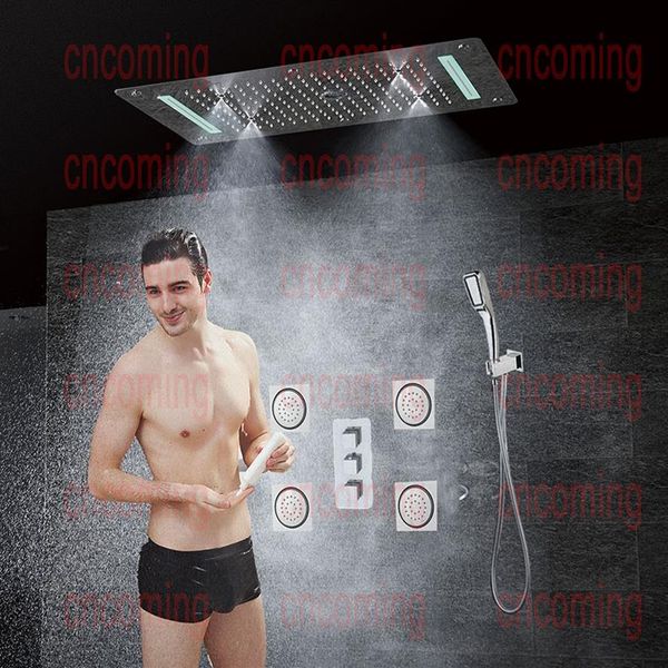 Conjunto de chuveiro embutido para banheiro com jatos de massagem LED cabeça de chuveiro de teto painel de chuveiro termostático de chuva cachoeira bolha Mis245t