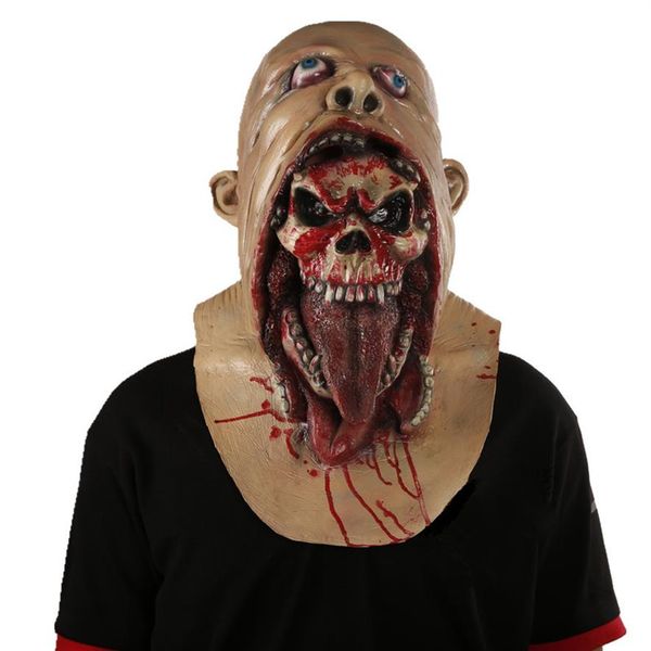 Fresco divertente Halloween sanguinante spaventoso maschera horror adulto zombie mostro maschera da vampiro maschera in lattice festa in costume testa piena maschera cosplay Masquer261O