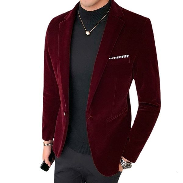 Erkekler Suits Blazers 5xl Autum Velvet gelinlik ceket erkek blazer ceket moda gündelik takım elbise iş kostümü homme 230720