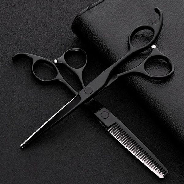 Haarschere Professionelle Japan 440 Stahl 6 Zoll Schwarz Set Schneiden Friseur Salon Haarschnitt Effilierschere Friseur289n