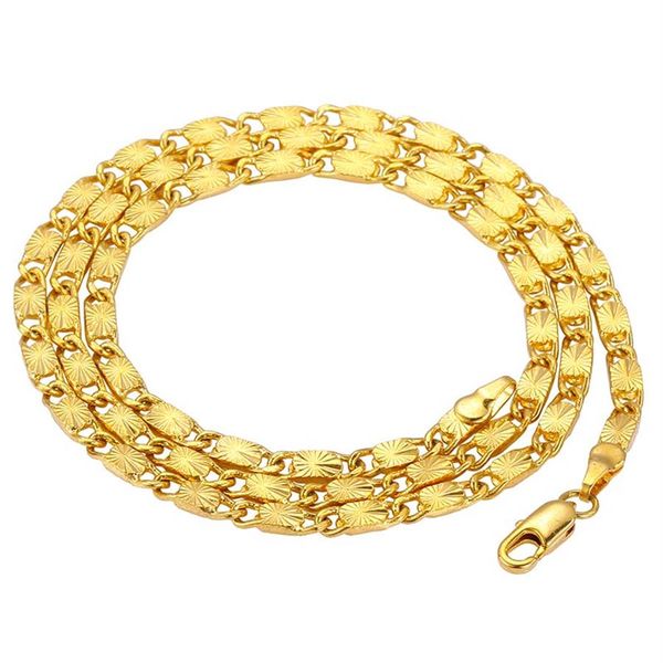 Catene placcate oro 24K per uomini e donne Affascinanti gioielleria raffinata Girocollo 3MM Collane Tutta bella catena a maglia regalo Party346W