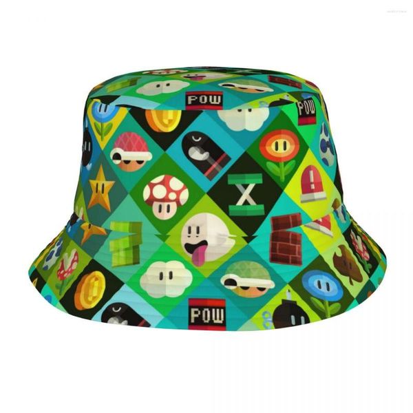 Boinas Street Gamer 3D Bucket Hat unissex Embalável ao ar livre para crianças Jogos de vídeo para pesca legal Chapéus de praia