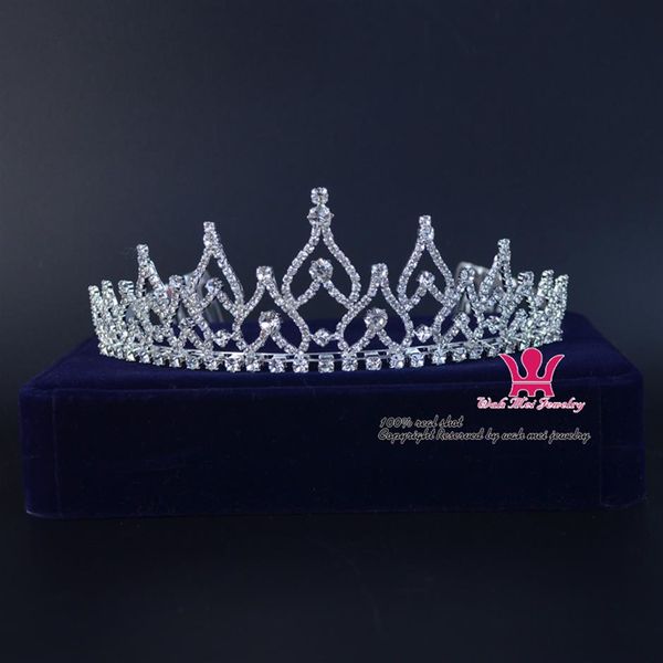 Joyería nupcial Rhinestone Tiara Cristal Boda Corona Princesa Reina Accesorios para el cabello Tiaras Peine Diadema Fiesta de alta calidad Prom2669