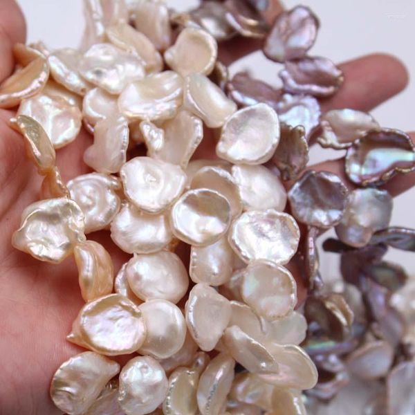 Perlen Süßwasserperle weiß/rosa/lila flach oval 14–18 mm Reborn Keshi 37 cm FPPJ Großhandel Natur lose für DIY-Schmuck