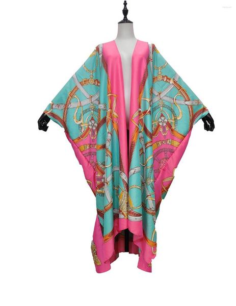 Этническая одежда 2023 Summersilk Floral Mandarin Kimono для женщин с открытой стороной сексуальная леди -богемный кардиган