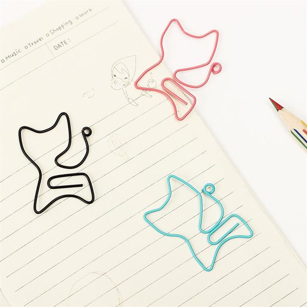 Toplu Paket 200 PCS Cat Shape Metal Bookmark Clip Clip Clip Clip Clip Bookmark DIY Office Statteryer2706