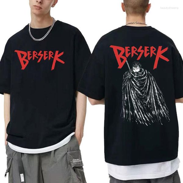 Herren T-Shirts Anime Berserker Berserker Guts Scorch T-Shirts Swordsman Gatsu Manga Grafik T-Shirt Männer Frauen Sommer Vintage Crewneck T-Shirt