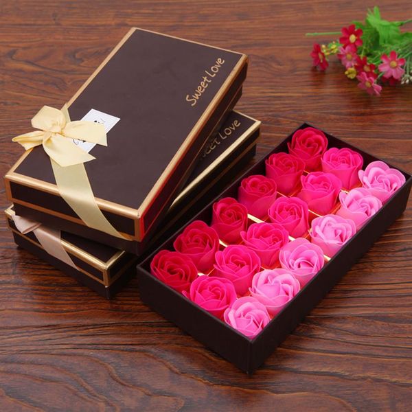 18-teiliges Rosen-Badeseifen-Blütenblatt-Set mit Geschenkbox für Hochzeit, Party, Valentinstag, 4 style3334