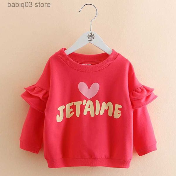 Hoodies Sweatshirts 2023 Frühling Herbst Neue 2 5 6 7 8 9 10 Jahre Kinder Baumwolle Flare Trompete Ärmel mantel Brief Rot Sweatshirt Für Kinder Baby Mädchen T230720