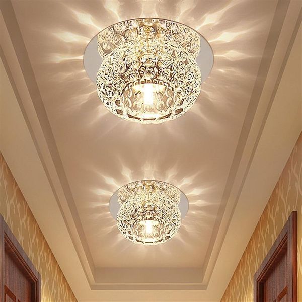 Luminárias de teto de cristal bolha LED Corredor Lâmpada Spotlight Corredor Entrada Downlight Aço inoxidável Espelho Base Ceiling222G