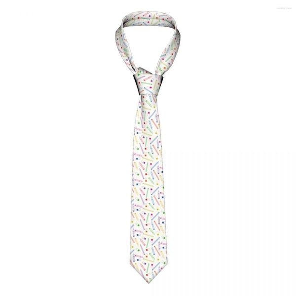 Yay bağları sevimli renkli mum boya kalem ve silgi kravatlar erkekler kadınlar ipek polyester 8 cm dar boyun gömlek aksesuarları için kravat