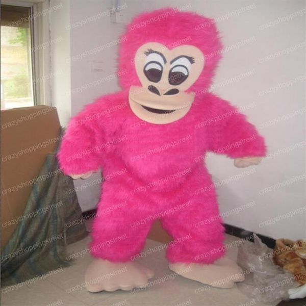 2019 Costume della mascotte di Halloween Cartoon Pink Gorilla scimpanzé Anime tema personaggio Natale Carnival Party Fancy Costumes Ad2644