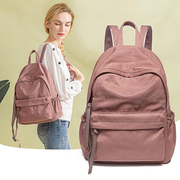 Schultaschen, schlichtes Design, Oxford-Stoff, College-Studenten-Bücher-Rucksack, großer, diebstahlsicherer, rosafarbener Reisetaschen-Rucksack für Mädchen im Teenageralter