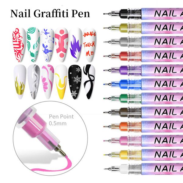 Nagellack-Kunst-Zeichnungs-Graffiti-Stift, wasserdicht, Malerei, Futterpinsel, DIY 3D-Abstrakte, feine Details, Blumenblatt-Verarbeitungswerkzeug 230719