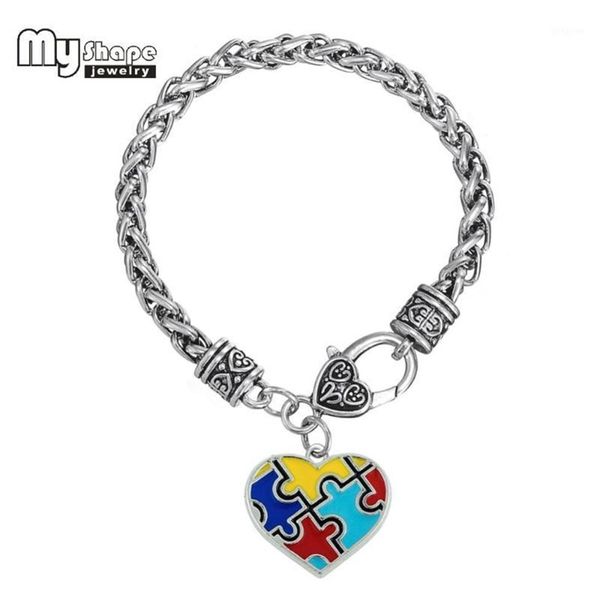 Charm Bracelets My Shape Esmalte Autismo Conscientização Quebra-cabeça Peça Coração Lagosta Garra Pulseira Trendy Bangles Homem E Mulher1198r