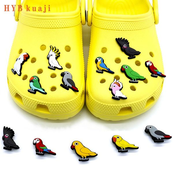 HYBkuaji personalizzato esotico tropicale uccelli selvatici farfalla scarpa charms scarpe all'ingrosso decorazioni fibbie in pvc per le scarpe