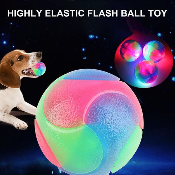 Kleintierbedarf L S SizeLight Up Hundebälle Blinkende elastische Kugel LED Hunde Glühendes Haustier Farblicht Interaktives Spielzeug für Welpen2995