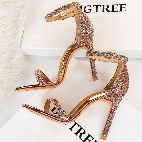 Sandalen BIGTREE Schuhe Sexy High Heels Frauen Pumps Sparkle Pailletten Stiletto Heels 10 cm Party Schuhe Frauen Heels Sommer Frauen Sandalen neue L230720