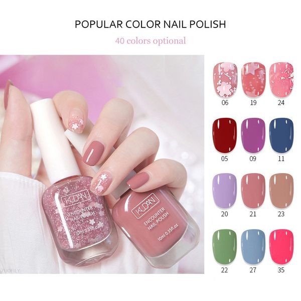 Esmalte de unhas 40 cores de esmalte sem cozimento durável à base de água legível secagem rápida não desbota fácil 10ml verniz semi permanente arte 230719