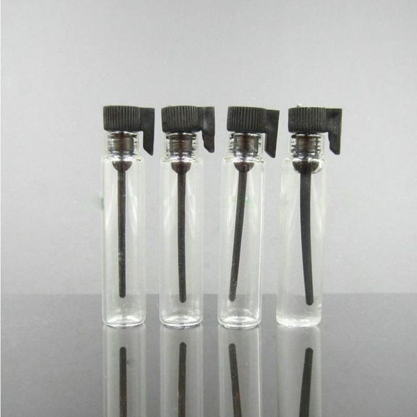 Preço de atacado 1ml 2ml E Fragrância líquida Testes de tubo de vidro garrafas mini amostras de garrafas claras com tampa branca preta Ilsfg