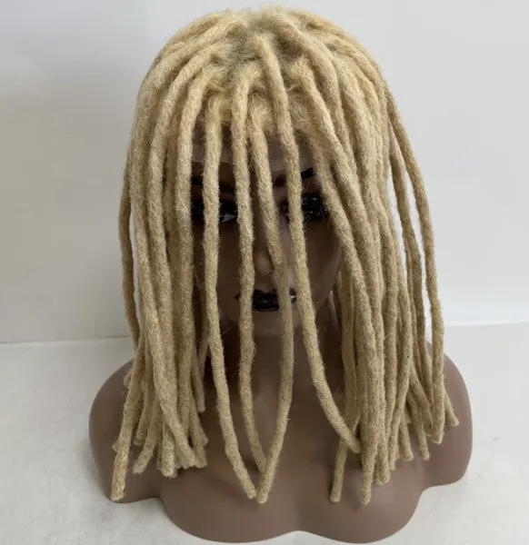 16 pollici sostituzione dei capelli umani vergini europei 8x10 parrucchino biondo # 613 Dreadlocks Full Lace Unit per Black Man Dreadlocks Lace Topper per Black Woman