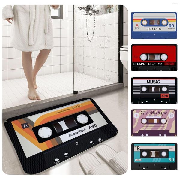 Halılar retro kaset müzik bandı paspas kamp halı banyo giriş paspas banyosu kapalı zemin halıları emici anti-kayma mutfak halı